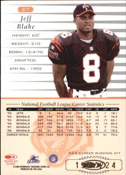 1999 Donruss - Stat Line Career #27 Jeff Blake Back
