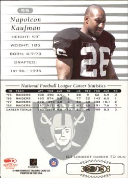 1999 Donruss - Stat Line Career #95 Napoleon Kaufman Back