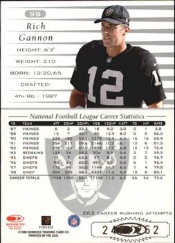1999 Donruss - Stat Line Career #98 Rich Gannon Back
