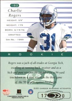 1999 Donruss - Stat Line Career #182 Charlie Rogers Back
