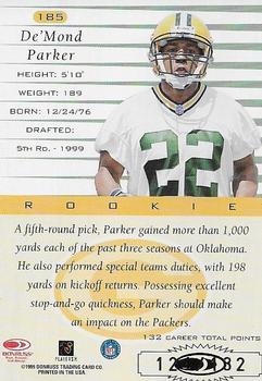 1999 Donruss - Stat Line Career #185 De'Mond Parker Back