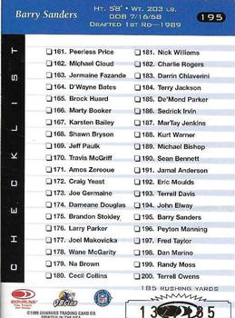 1999 Donruss - Stat Line Career #195 Barry Sanders Back