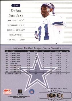 1999 Donruss - Stat Line Season #34 Deion Sanders Back
