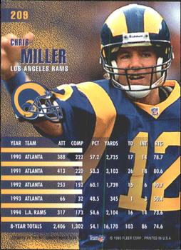 1995 Fleer #209 Chris Miller Back
