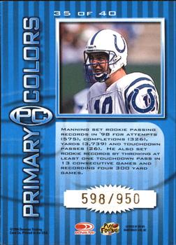 1999 Donruss Elite - Primary Colors Blue #35 Peyton Manning Back