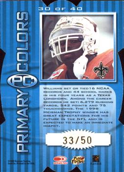 1999 Donruss Elite - Primary Colors Die Cuts Blue #30 Ricky Williams Back