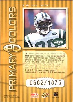1999 Donruss Elite - Primary Colors Yellow #16 Curtis Martin Back
