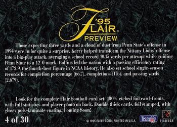 1995 Fleer - Flair Preview #4 Kerry Collins Back