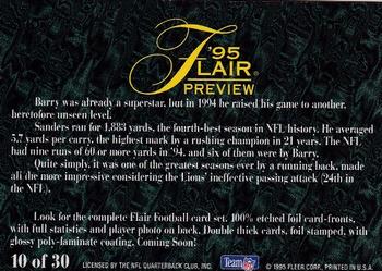 1995 Fleer - Flair Preview #10 Barry Sanders Back