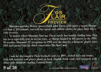 1995 Fleer - Flair Preview #9 Shannon Sharpe Back