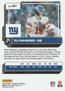 2022 Donruss - Blue Press Proof #167 Eli Manning Back