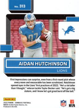 2022 Donruss - Blue Press Proof #313 Aidan Hutchinson Back