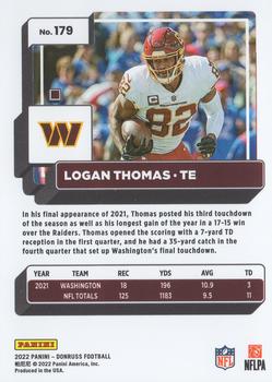 2022 Donruss - Premium Press Proof #179 Logan Thomas Back