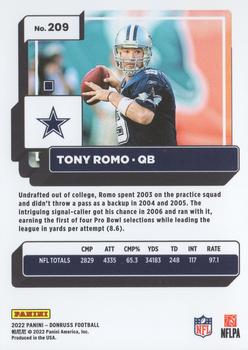 2022 Donruss - Premium Press Proof #209 Tony Romo Back