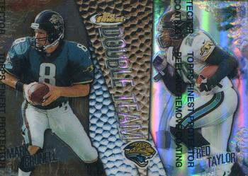1999 Finest - Double Team Right Side Refractors #DT4 Mark Brunell / Fred Taylor Front