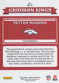 2022 Donruss - All-Time Gridiron Kings #AT-4 Peyton Manning Back