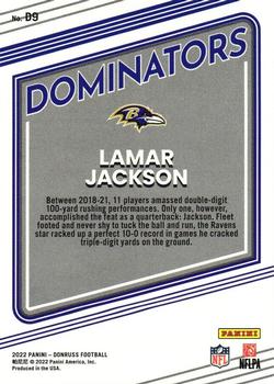 2022 Donruss - Dominators #D9 Lamar Jackson Back
