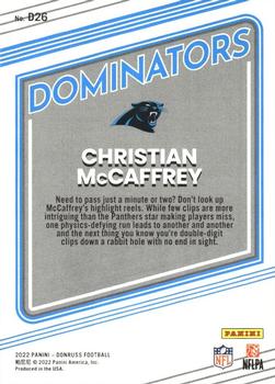 2022 Donruss - Dominators #D26 Christian McCaffrey Back