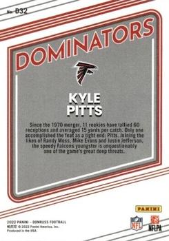 2022 Donruss - Dominators #D32 Kyle Pitts Back