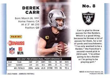 2022 Donruss - Retro 1992 #8 Derek Carr Back