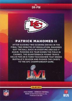 2022 Donruss - Road to the Super Bowl Divisional Round Holo #DR-PM Patrick Mahomes II Back
