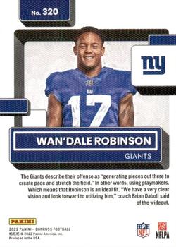 2022 Donruss - Rated Rookies Portrait #320 Wan'Dale Robinson Back