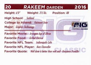 2016 Big 33 Maryland High School #NNO Rakeem Darden Back