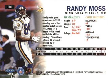1999 Fleer Tradition - Blitz Collection #1BC Randy Moss Back