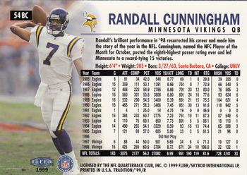 1999 Fleer Tradition - Blitz Collection #54BC Randall Cunningham Back