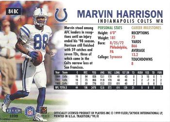 1999 Fleer Tradition - Blitz Collection #84BC Marvin Harrison Back