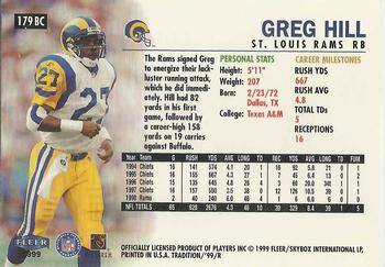 1999 Fleer Tradition - Blitz Collection #179BC Greg Hill Back