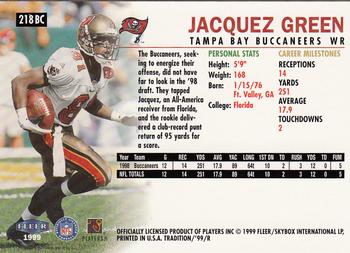 1999 Fleer Tradition - Blitz Collection #218BC Jacquez Green Back