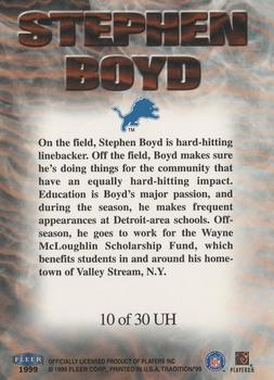 1999 Fleer Tradition - Unsung Heroes #10 UH Stephen Boyd Back