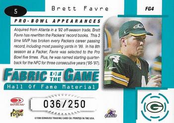 1999 Leaf Certified - Fabric of the Game #FG4 Brett Favre Back