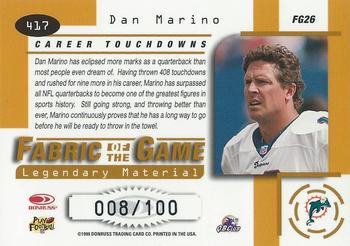 1999 Leaf Certified - Fabric of the Game #FG26 Dan Marino Back