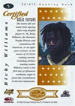 1999 Leaf Certified - Certified Gold Future #5 Ricky Williams Back