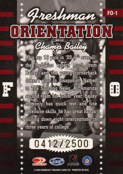 1999 Leaf Rookies & Stars - Freshman Orientation #FO-1 Champ Bailey Back