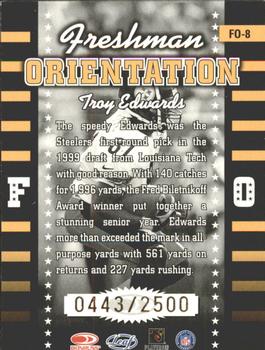 1999 Leaf Rookies & Stars - Freshman Orientation #FO-8 Troy Edwards Back