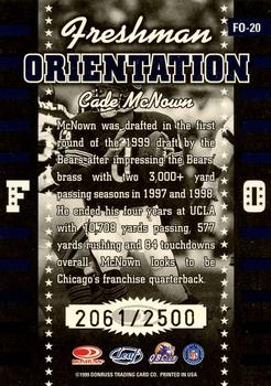 1999 Leaf Rookies & Stars - Freshman Orientation #FO-20 Cade McNown Back