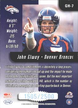 1999 Leaf Rookies & Stars - Greatest Hits #GH-7 John Elway Back