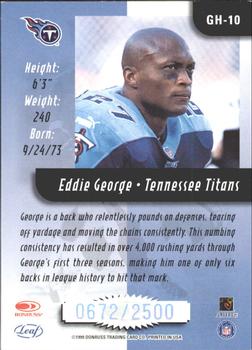 1999 Leaf Rookies & Stars - Greatest Hits #GH-10 Eddie George Back