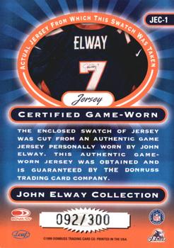 1999 Leaf Rookies & Stars - John Elway Collection #JEC-1 John Elway Back