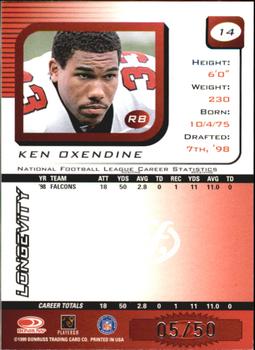1999 Leaf Rookies & Stars - Longevity #14 Ken Oxendine Back