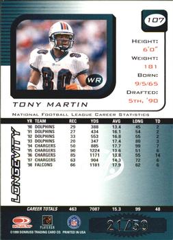 1999 Leaf Rookies & Stars - Longevity #107 Tony Martin Back