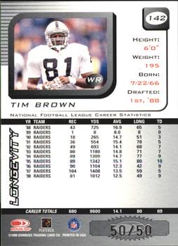 1999 Leaf Rookies & Stars - Longevity #142 Tim Brown Back