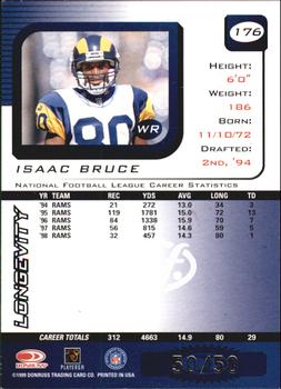 1999 Leaf Rookies & Stars - Longevity #176 Isaac Bruce Back