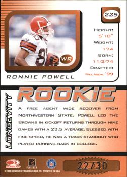 1999 Leaf Rookies & Stars - Longevity #225 Ronnie Powell Back