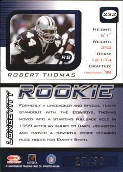 1999 Leaf Rookies & Stars - Longevity #232 Robert Thomas Back