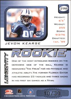 1999 Leaf Rookies & Stars - Longevity #298 Jevon Kearse Back