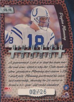 1999 Leaf Rookies & Stars - Statistical Standouts Die Cuts #SS-15 Peyton Manning Back